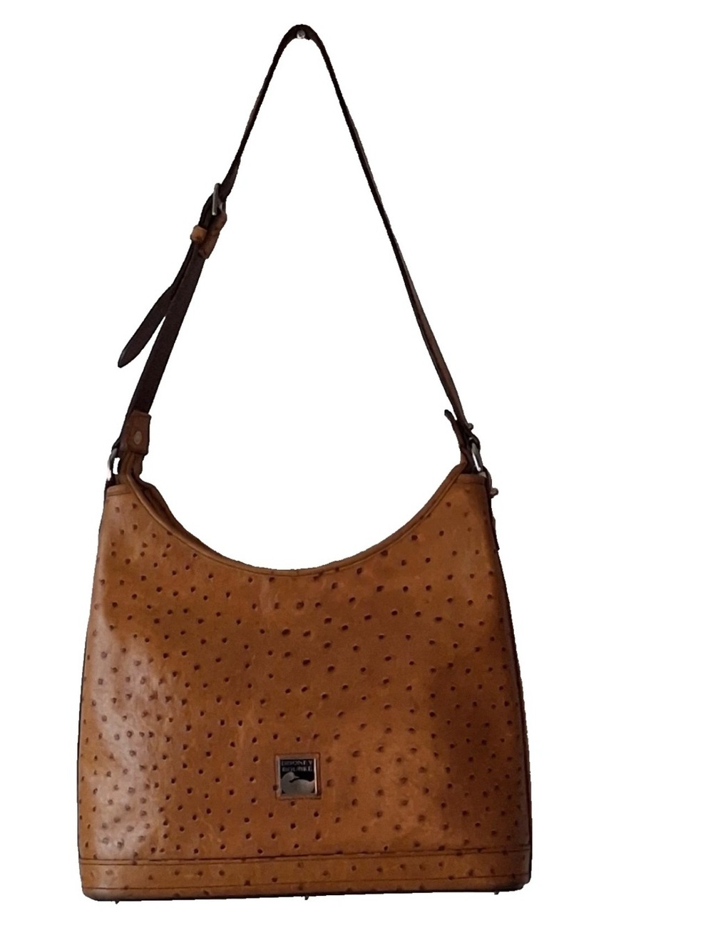 Dooney & Bourke Tan Ostrich  Leather Hobo Shoulder Bag